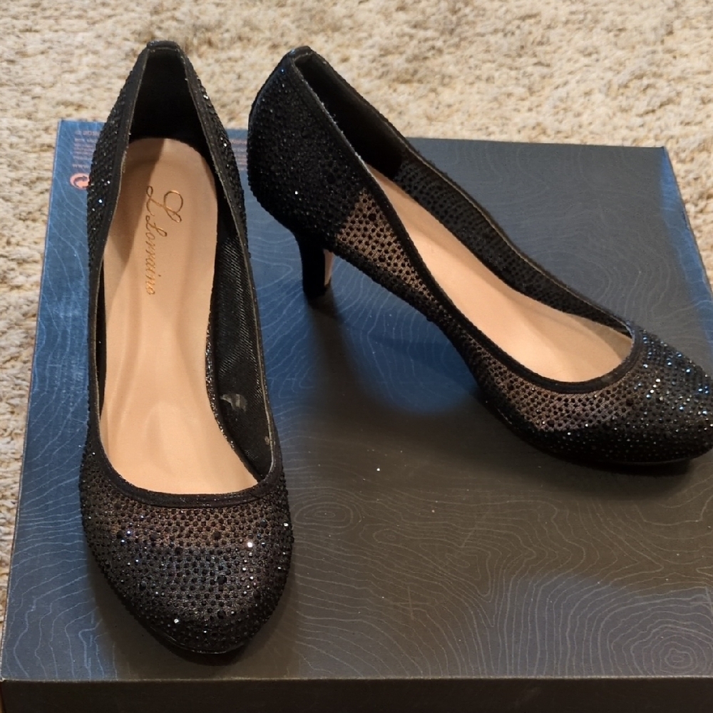Black Glitter Women's Heels